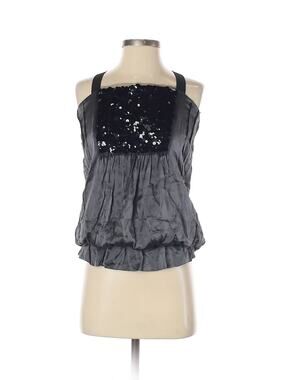 Lavender Label Vera Wang Silk Sequin Bubble Hem Tank Top Gray Size 2
